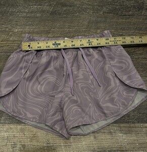 Girls M 10 90 DEGREE by REFLEX Purple Swirl Brief Lined Jogger Shorts SKU212